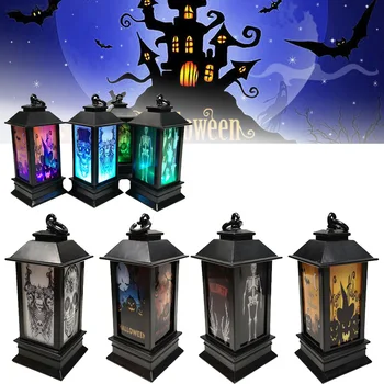 

PVC Small Colorful Wind Night Light For Halloween Decoration New* Cylinder Different Style Ghost Festival Lights For Children