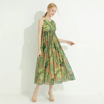 

Long Dress Gorgeous Runway High Quality Summer New Women'S Fashion Party Casual Beach Vintage Elegant Chic Print Chiffon Dresses