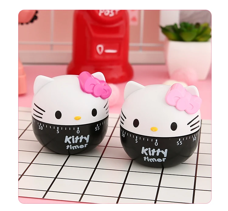 Cartoon kitchen mechanical reminder timer clock mechanism set cute time manager cooking timer hello kitty kitchen egg timer