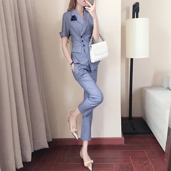 

Short Sleeve Small Suit Coat Female 2020 Temperament Small Xiangfeng Lady Slim Suit Suit 1173