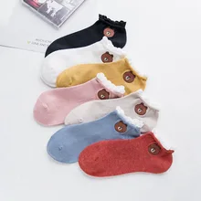 Мода женские носки, носки для девочек с кружевом и вышивкой, милые и модные, Носки с рисунком медведя из мультика вышивке отображена будет выглядеть модно, четыре сезона можно носить