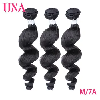 

UNA Loose Wave 16"-28" 7A Middle Ratio Brazilian Non-Remy Hair Bundles 3 Bundles Deal Human Hair Bundles 100g Color #1 #1B #2 #4