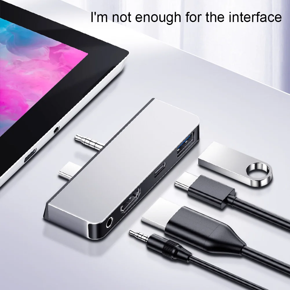 USB C Hub for Microsoft Tablet Surface Go USB Type C to 4K HDMI Adapter USB C 3 5mm Headphone Jack PD Charging