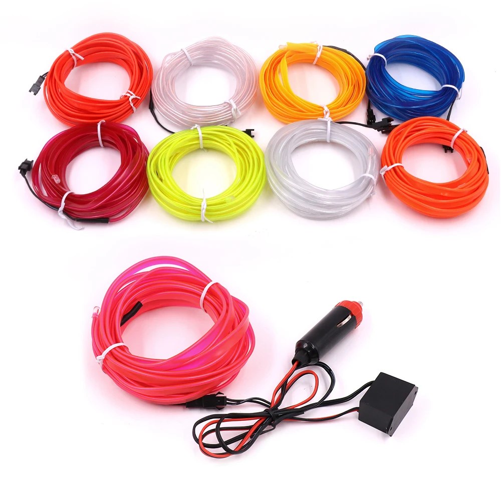 

LED Neon Light Flexible EL Wire 1m 2m 3m 5m Light Strip DC12V LED Rope Tube 6mm Sewable Tagled Lamp Dance Party Car Decor