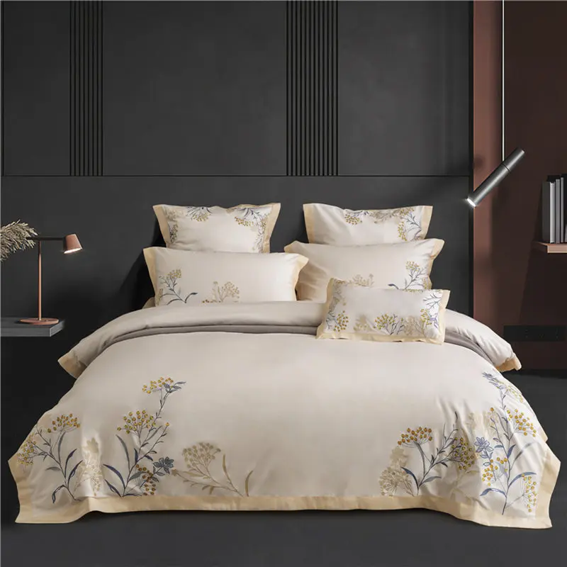 Cute Bow Bedding Set Queen Size Embroidery Flat Sheet Egyptian Cotton Linen  Ropa De Cama Duvet Cover 4/7pcs - AliExpress