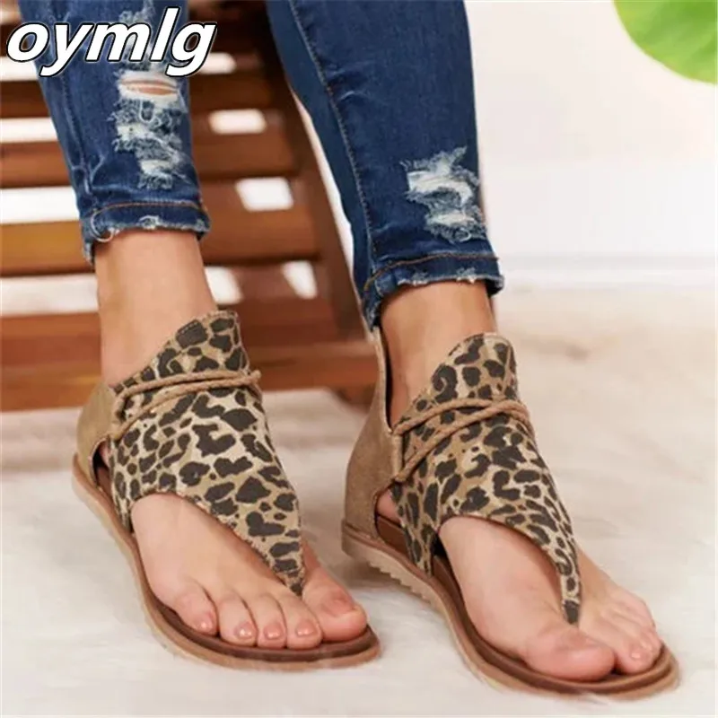 2020 Women Sandals Leopard Print Summer Shoes Large Size Andals Flat Womens | Обувь