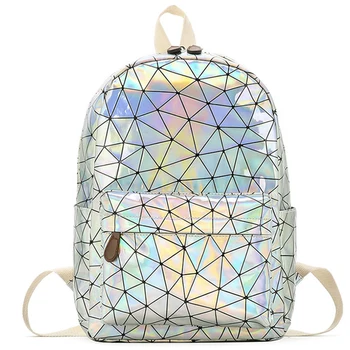 

ZZSLHL Geometric Holographic Backpack Travel Men Women Backpacks PVC Laser Shoulder Bag student school backpack casual