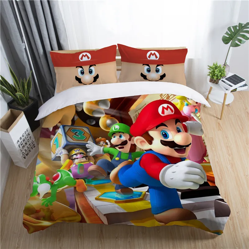 3d Super Mario Bros. Комплект постельного белья Детский милый мультяшный персонаж