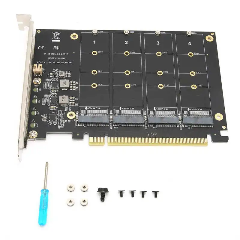 Карта адаптера 4 порта M.2 NVMe SSD на PCIE X16 M Key жесткий диск конвертер считыватель
