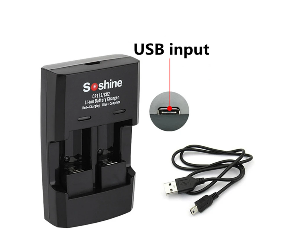 Battery Charger Battery Charger Adapter Original LiFePO4 Battery Charger CR123 Charger For 16340 CR2 15266 14250 3.2V Dual-slot USB without Battery