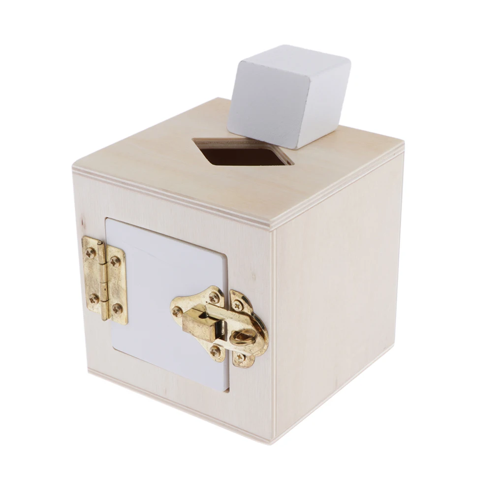 Wooden Montessori Educational Toy, Colorful Lock Box (6 Kinds Locks Optional), Geometry Blocks Puzzles Game, Kids Preschool Toy