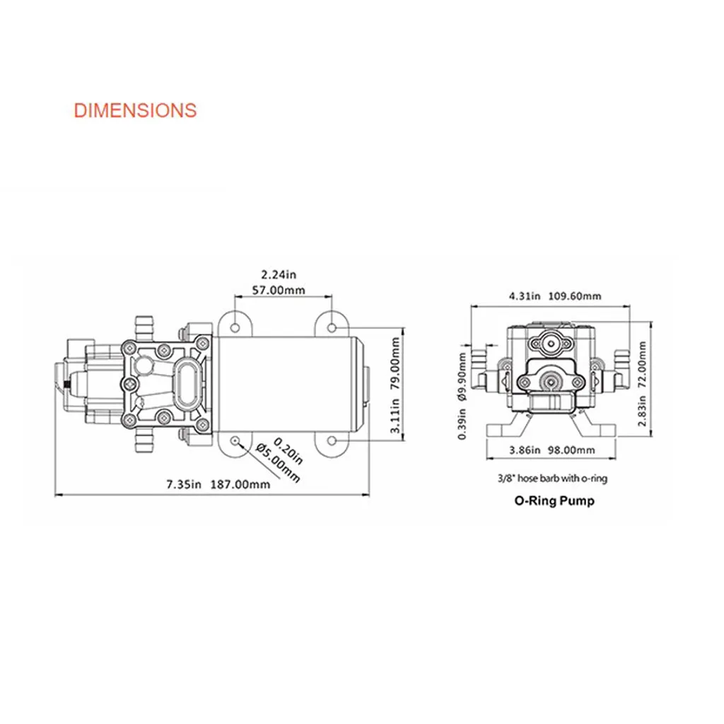 High Quality 12v 4.3 L/min 1.2GPM 35PSI Water Pressure Diaphragm Pump 