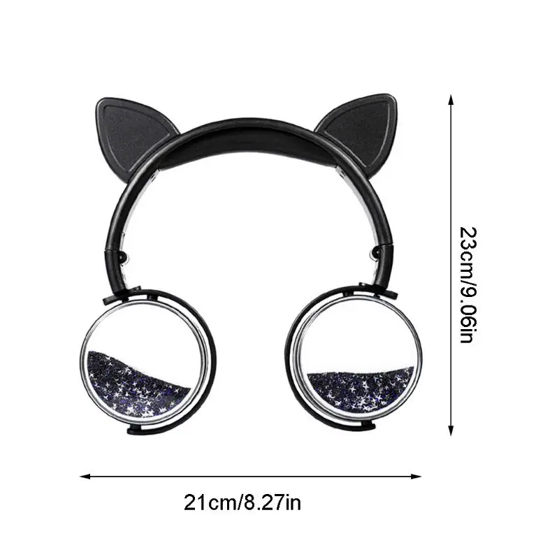 Girls Cat Ear Headset Quicksand Decor Music Sports Headphones for Kids Gifts