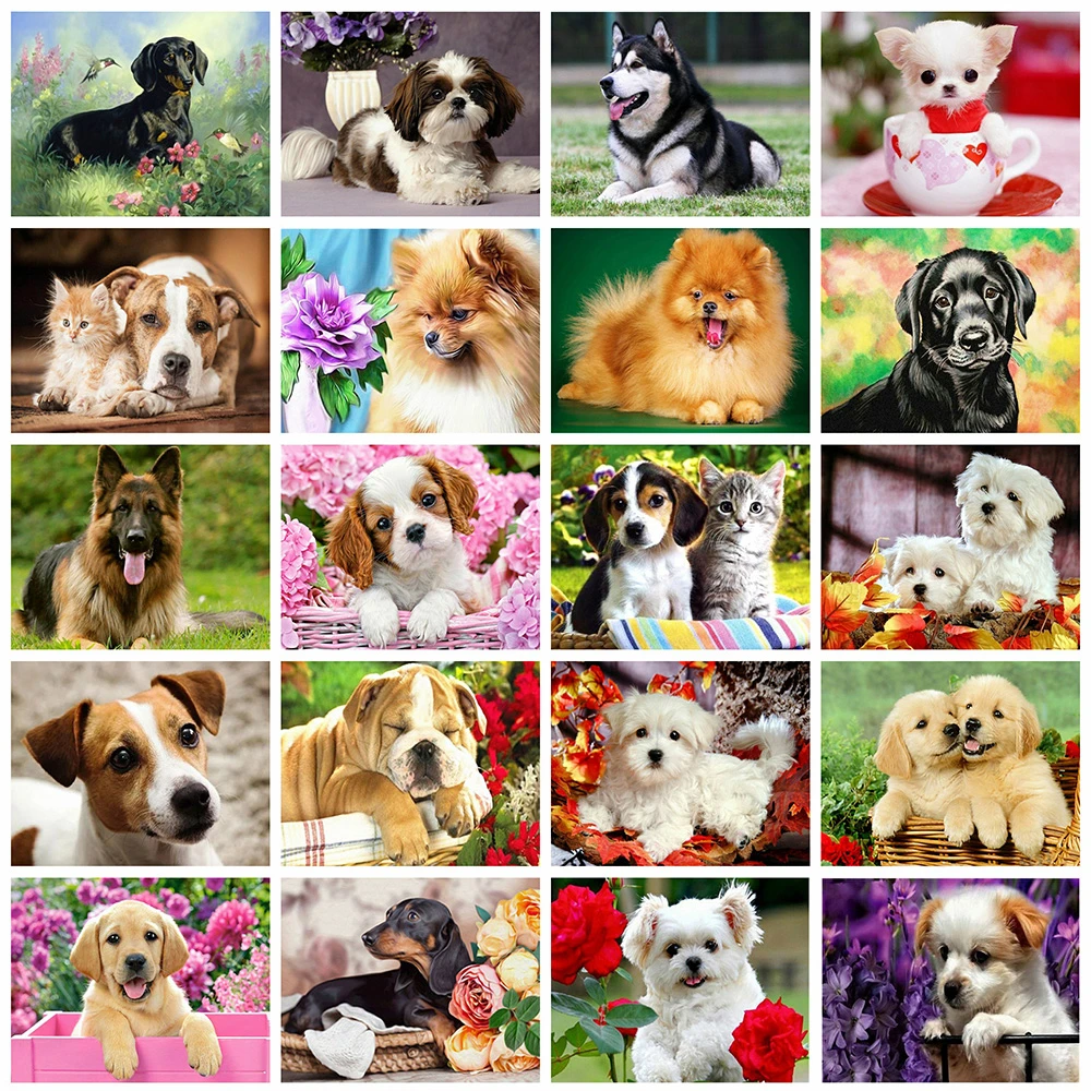 

New 5D DIY Diamond Painting Dog Animal Diamond Embroidery Cross Stitch Square/Round Mosaic Kit Handmade Gift Home Decor