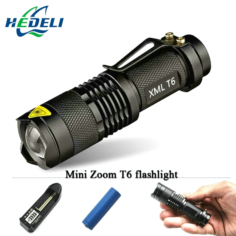 Мини CREE XM L T6 фонарик портативный фонарь светодиодный с зумом 5 режимов