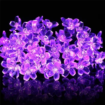 

6.5m Led Cherry Garland Strip Light Solar Power Waterproof Christmas Tree String Night Light Crystal Flower Garden Wedding Decor