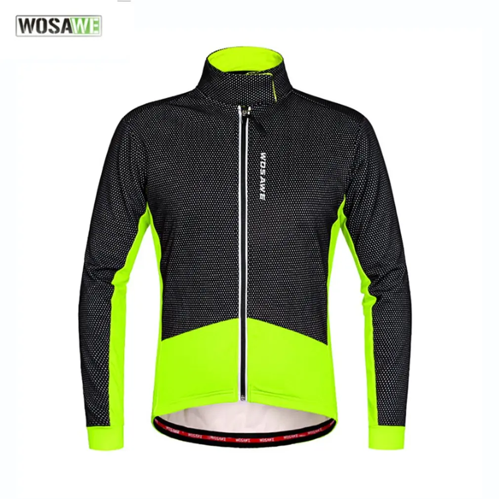 

WOSAWE Winter Cycling Jackets Thermal Fleece Windproof Long Sleeve Cycling Jersey Clothing Wear Reflective Clothes