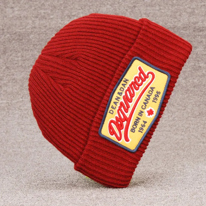 Зимняя стильная dsq брендовая мужская кепка Skullies& Beanies, хлопковая Повседневная Регулируемая теплая Кепка с буквой s, брендовая Кепка для мужчин, черная, красная, серая - Цвет: red
