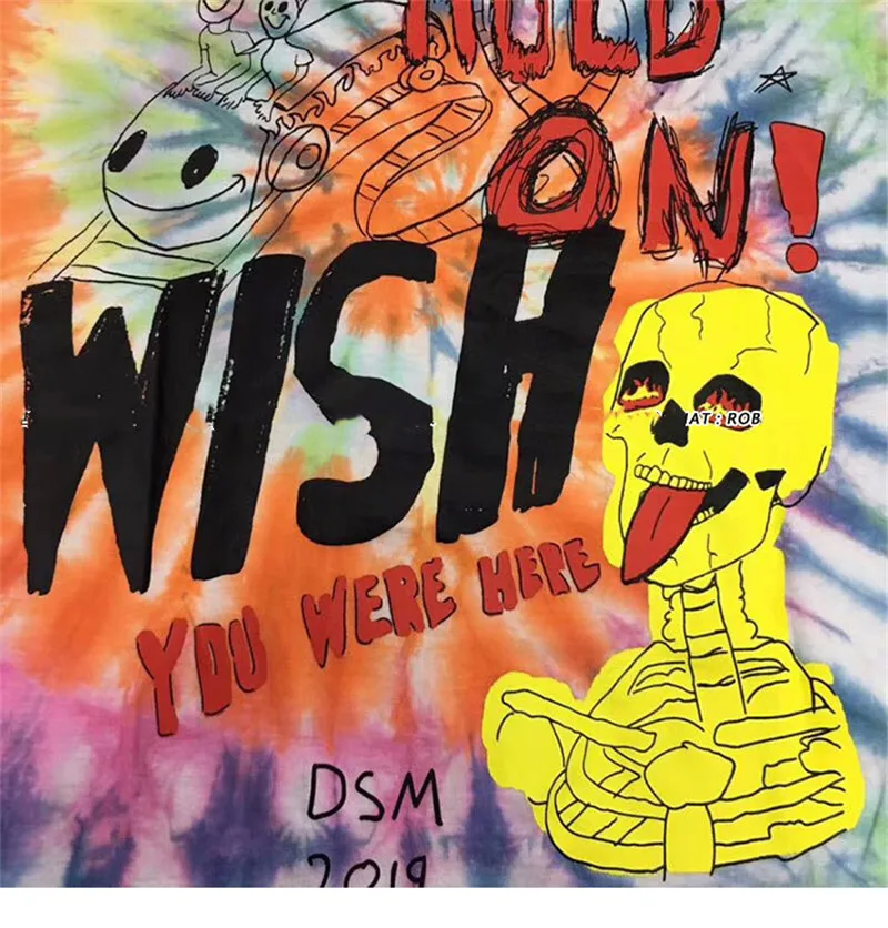 Трэвиса Скотта Astroworld Festival Run Tie Dye Футболка мужская и женская ASTROWORLD уличная хип-хоп Футболка Трэвиса Скотта