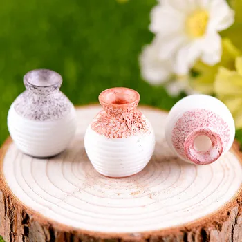 

Resin Miniature Small Mouth Vase DIY Craft Accessory Home Garden Decoration gardening props Fine mouth vase decoration
