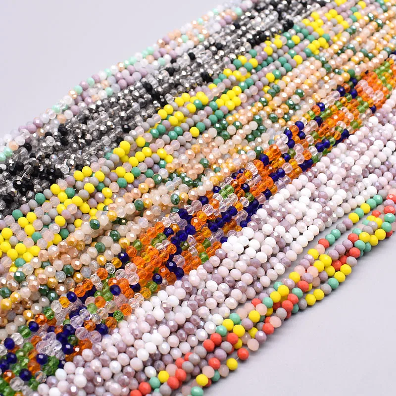 2mm 3mm 4mm Crystal Rondell Beads Faceted Glass Beads for Jewelry Making crystal beads glass beads crystal glass beads loose beads beads for jewelry making
