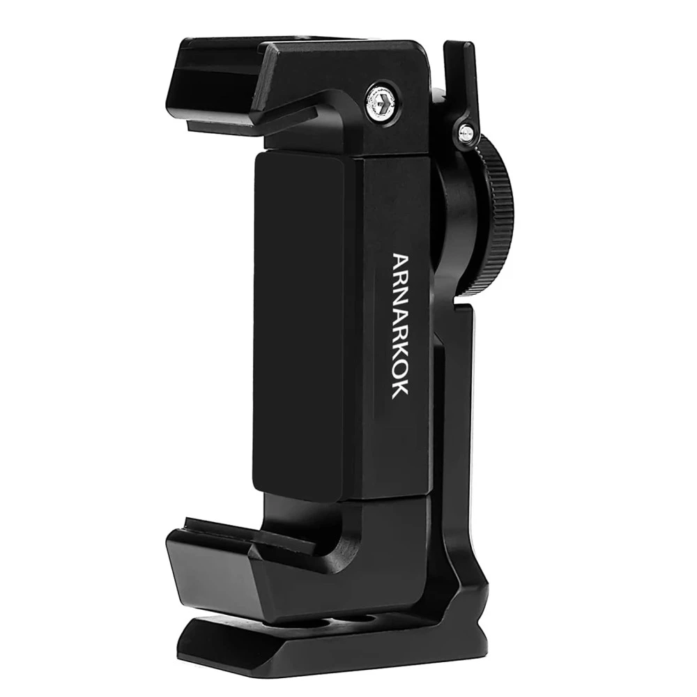 Metal Phone Tripod Mount with Cold Shoe,360 Rotation,Compatible with iPhone 11 12 Pro Max Tripod Mount,Sumsung Smartphon phone charging stand