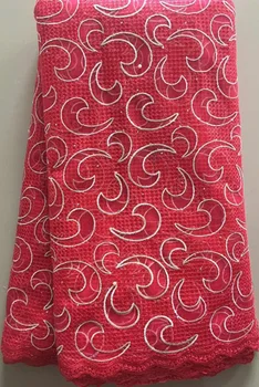 

Latest African Laces Fabrics Embroidered African tulle French Lace Fabric With stones 2020 African French Net Lace ELL3075 RED