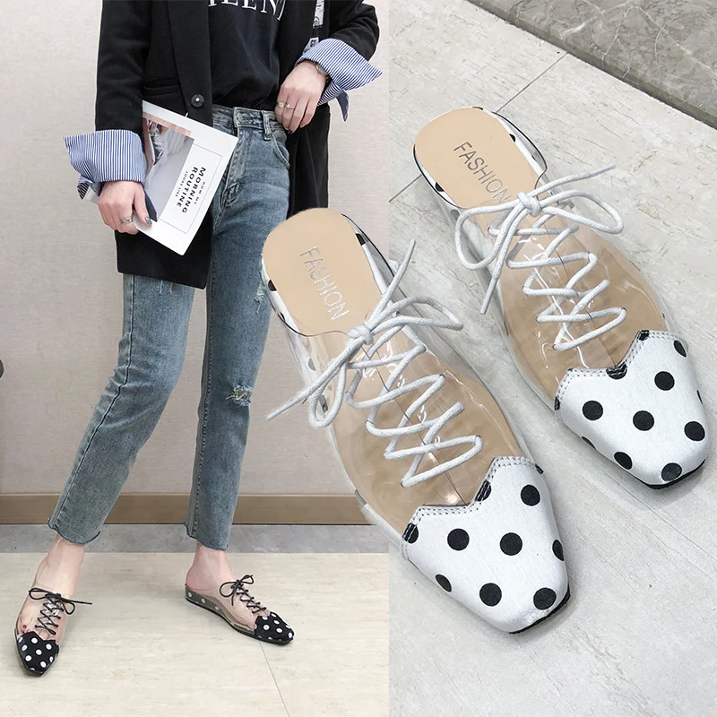 

European and American Baotou Semi-slippers Female Spring 2009 Fashion Silver Tip Slackers Mid-heel Slippers Muller Shoes Tide