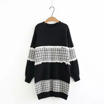 

Plus Size Women' s Sweaters Black Pink Blue Patchwork Pullover Casual Outwear christmas sweater winter clothes women