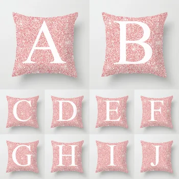 

45*45cm Retro Pink Letter ABCD Cushion Cover Cotton Cushion Case Polyester Home Decor Bedroom Decorative Sofa Pillows
