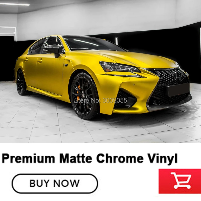 

Newest High-quality Gold matte chrome Wrapping car Vinyl Film For Car Sticker Bubble Free Car Wraps Foil hot Korea market