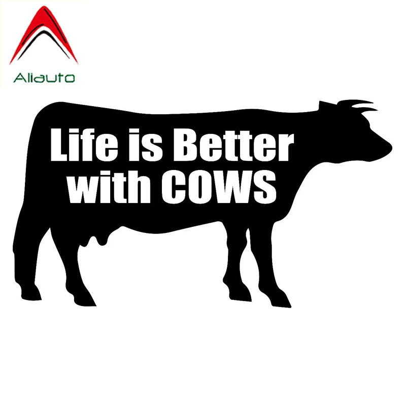 Aliauto Fashion Car-Styling Car Sticker Life Is Better with Cows PVC Decoration Waterproof Reflective Decal Vinyl 13cm*7cm | Автомобили и