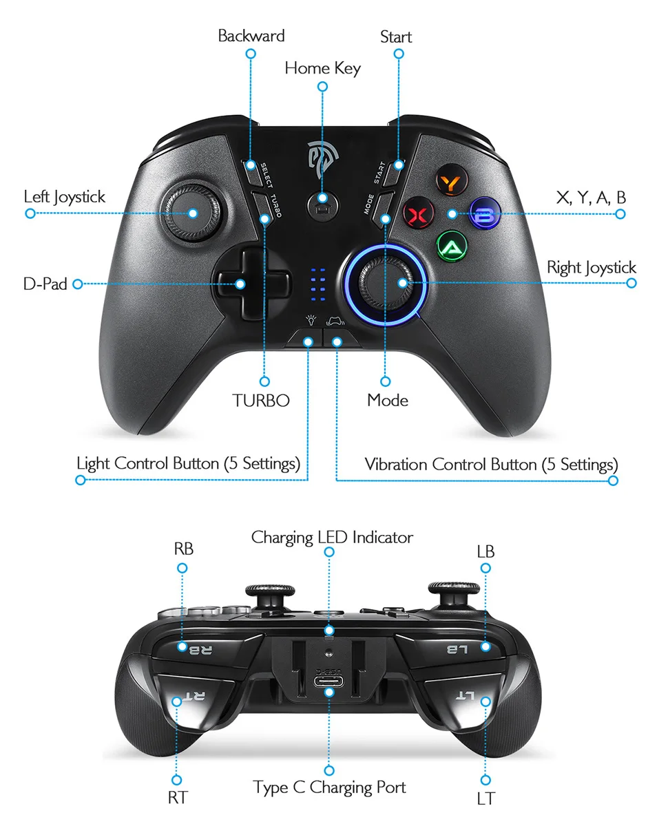 EasySMX ESM-9110   е ̽ƽ PC  10 ȵ̵ ȭ TV/TV ڽ PS3  LED   ư