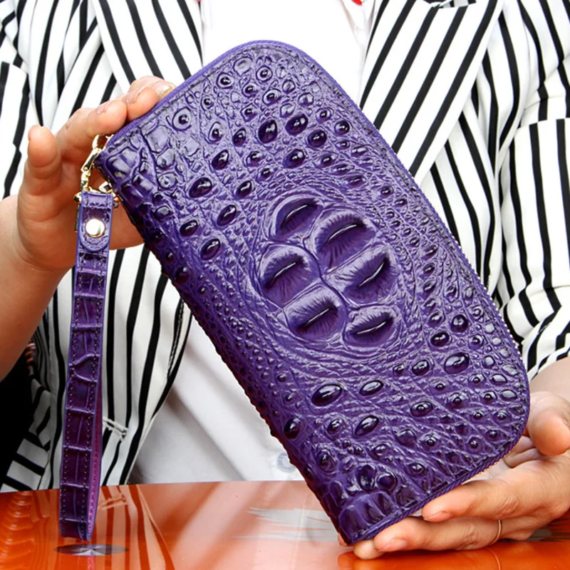 

2020 New Crocodile Ma'am Wallet Genuine Leather Long Fund Zipper Hand Woman Package purse Fashion women wallets free shipping