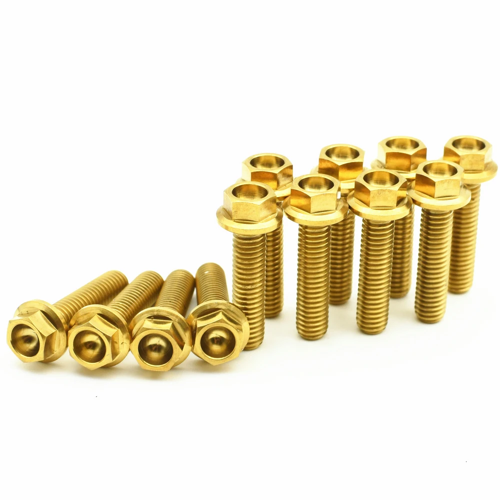 Titanium Bolts M6X25mm Flange Hollow Head Gold color   (13)