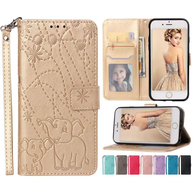

Cute Wallet Card Pocket Case For apple iPhone 6 6s 7 8 Plus X XR Xs 11 Pro Max 2019 5 5s SE Luxury Stand Flip Phone Cover D03G