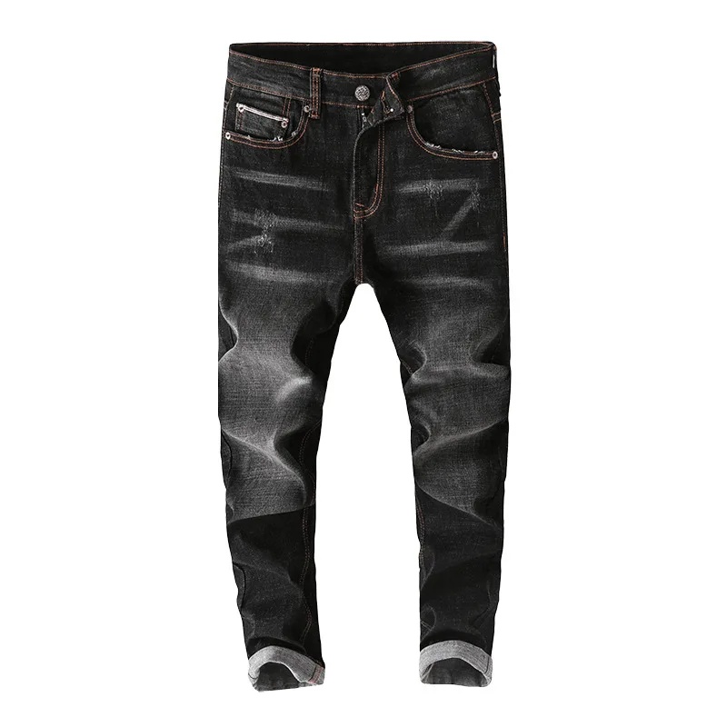 Reviews SHABIQI Brand Men's Jeans 2019 Autumn Winter High Quality Slim-fit jeans Classic Casual Pants Oversized Denim Trousers 42-48