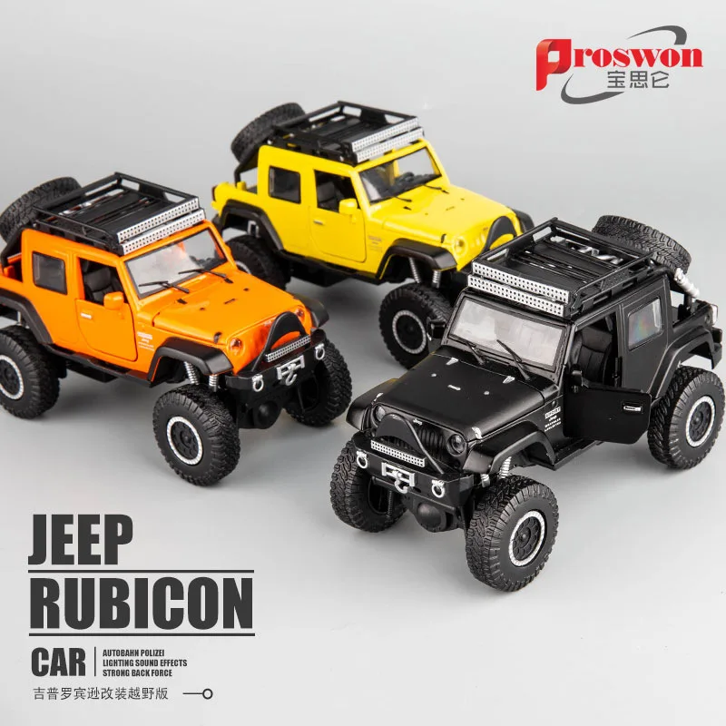 

1:32 high simulation Wrangler Jeep corss country alloy car model sound and light off-road pull back toy car for children gifts