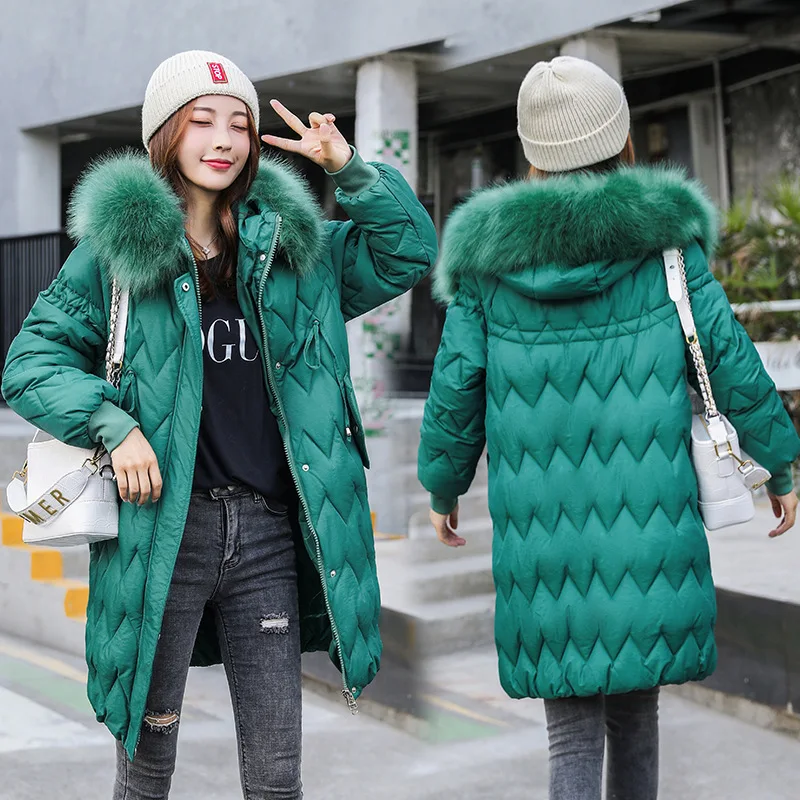 

Mid-length Cotton-padded Clothes Women's 2019 Autumn & Winter Thick Winter New Style Large Size Korean-style Large Fur Collar do