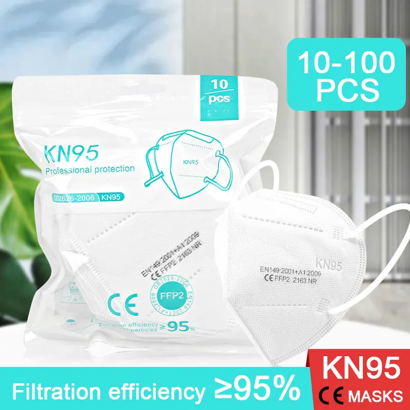 10-100 шт KN95 маски ffp2mask 5-слойная маска для рта многоразовый респиратор FPP2