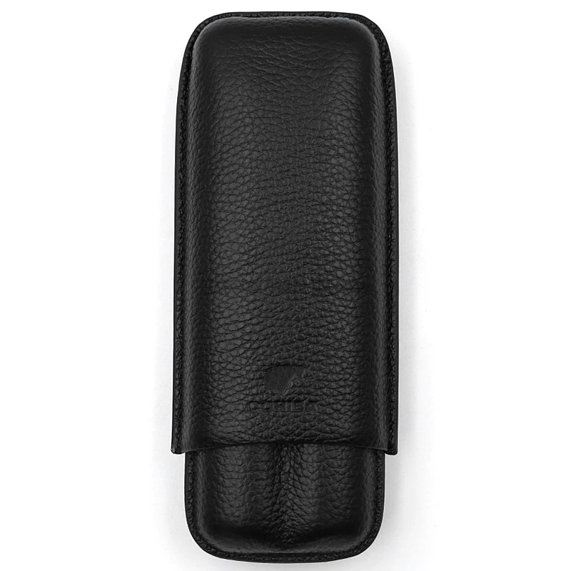 Чехол COHIBA из натуральной кожи черного цвета с 2 трубками для сигар, Дорожный Чехол-держатель для сигар, портативный чехол s с подарочной коробкой