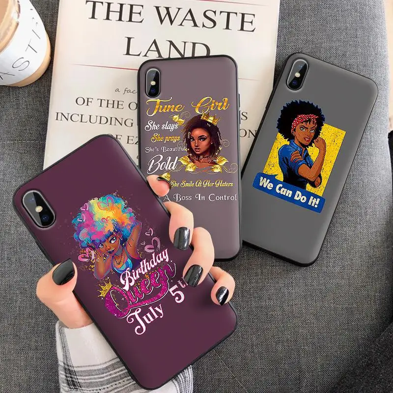 Women letter Phone Case For iPhone XR 11 Pro XS Max X 5 5S 7 8 6 S 6S Plus 7Plus Black girl Africa back Cover funda para coque | Мобильные