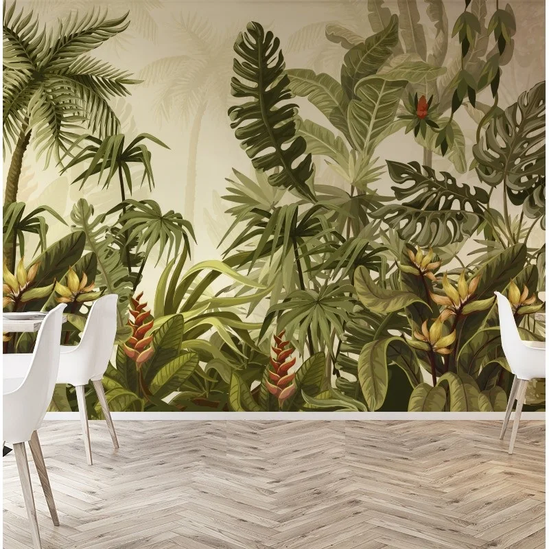 Wholesales Hot Custom Art Photo Wallpaper Tropical Rainforest Wall Decoration Poster Art Removable Wall Mural Wall Stickers