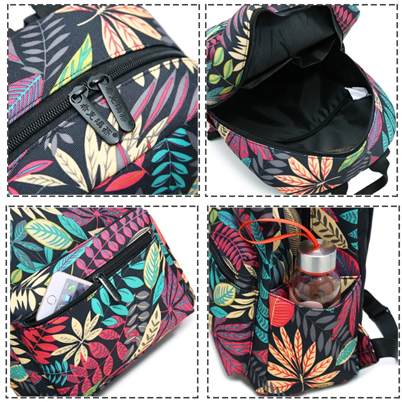 Fashion Backpack Women School Bag for Teenage Girls Ladies Laptop Backpack College Student Bookbag Leaf Printing Bagpack Mochila