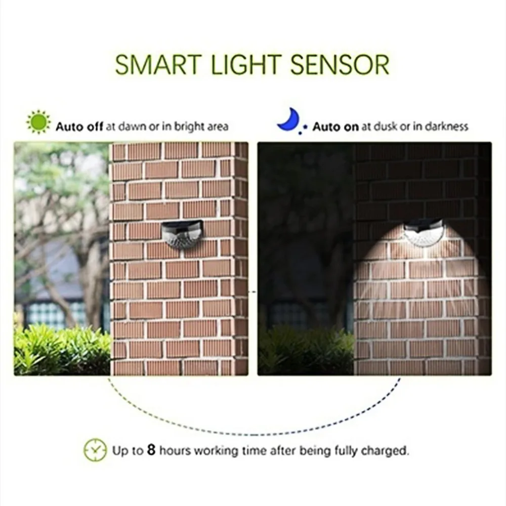 4pcs Solar 6 LED Light Garden Lights Outdoor Waterproof Fence Yard Wall Lamp Auto Sensor Intelligent Lamps Lighting Wireless
