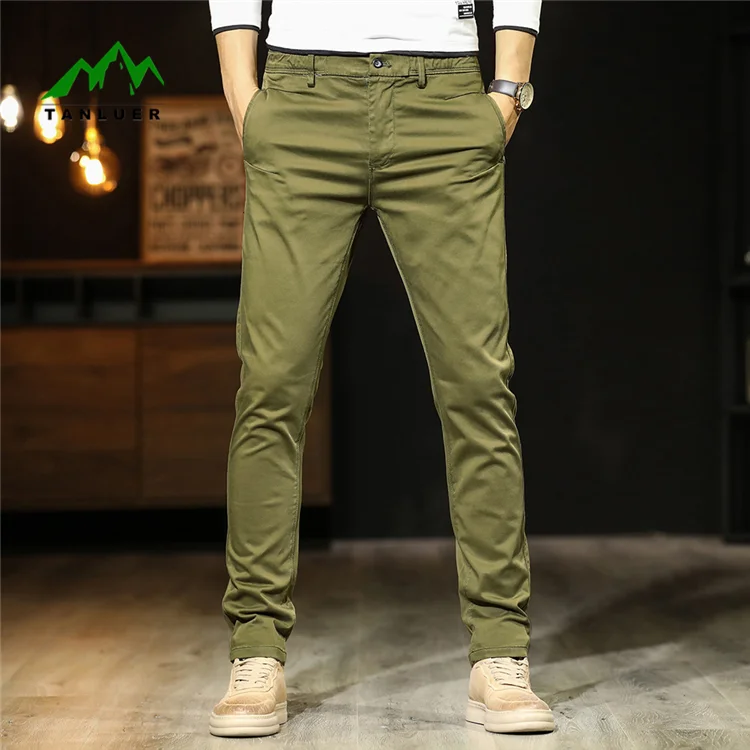 

TANLUER cotton men's clothing outdoor casual solid pant men's pants Straight-leg pants men