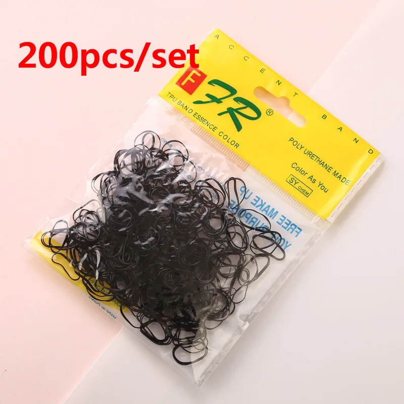 200pcs 1000 шт цветные эластичные ленты для волос Детские головные канаты Детские держатели для волос кольцо детский конский хвост держатель резинка для волос - Цвет: 200pcs