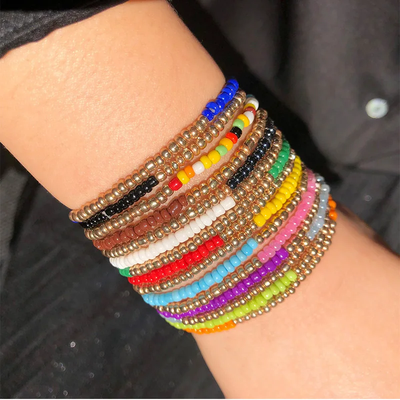 5Pcs Bohemian Handmade Bead Bracelets For Women Multilayered