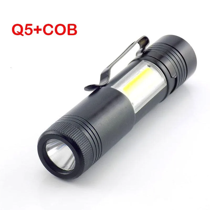 Q5 карманный фонарь с боковым COB светодиодный мини фонарик рабочий светильник