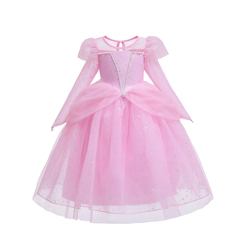 «Золушка» Детское платье с длинными рукавами для девочек; платье принцессы голубого и розового цвета; платье с фатиновой юбкой для маленьких детей на Хеллоуин, на Рождество, карнавал, вечеринку Косплэй Бальные платья